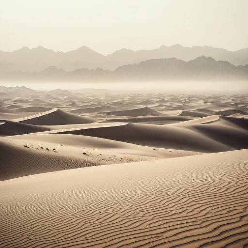 Abstract Desert Dunes with Misty Oasis