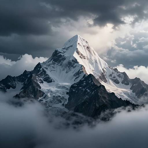 Ethereal Snow-Capped Mountain Peak