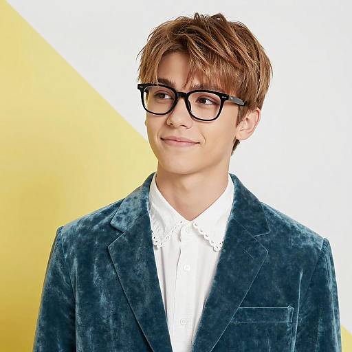 Stylish Young Man in Teal Velvet Jacket