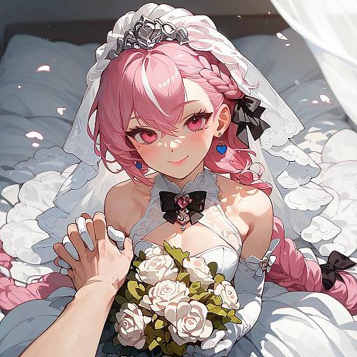 Anime Boy in Wedding Dress Pose