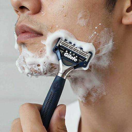 Gillette Razor Close-Up Shaving Scene