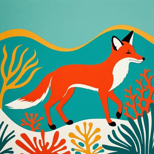 Abstract Fox in Matisse Style Abstract Fox in Matisse Style