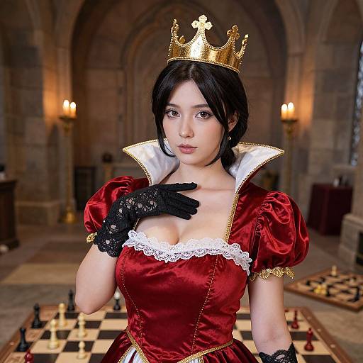 Realistic Woman as Queen Chess Piece