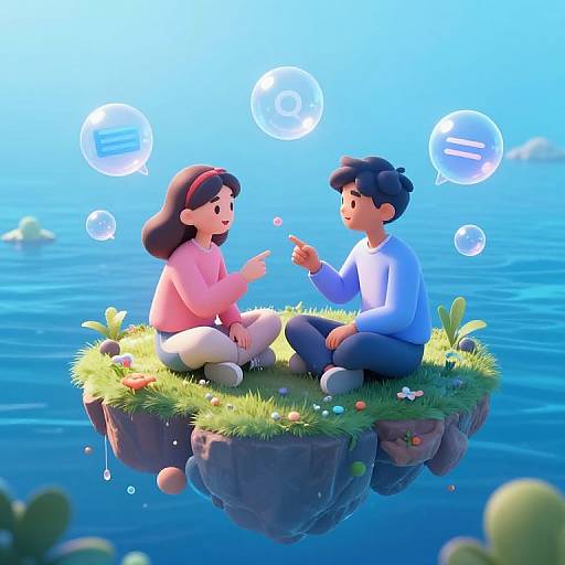 AI Friends on Floating Digital Island