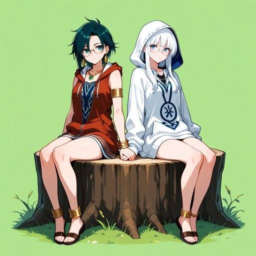 Serene Elder and Sullen Onlooker Scene