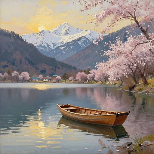 Tranquil Mountain Lake at Golden Hour