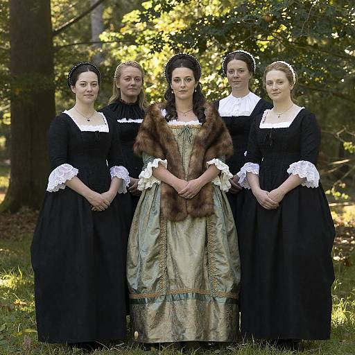 18th-Century Ladies in Sunlit Forest