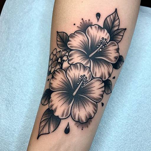 Realistic Hibiscus Forearm Tattoo