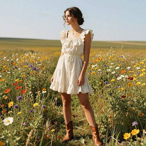 Boho Half-Updo in Prairie Wildflowers