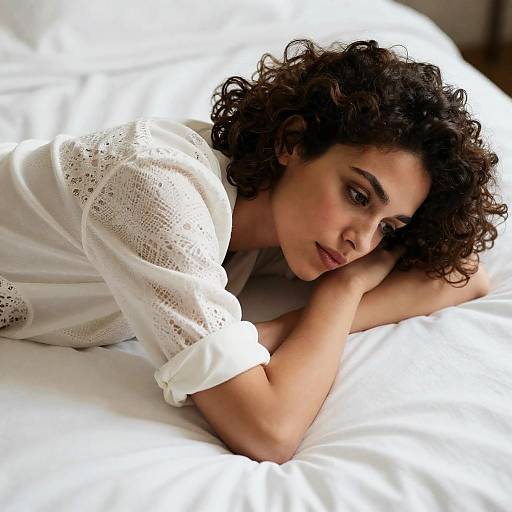 Elegant Portrait of a Woman on White Bed