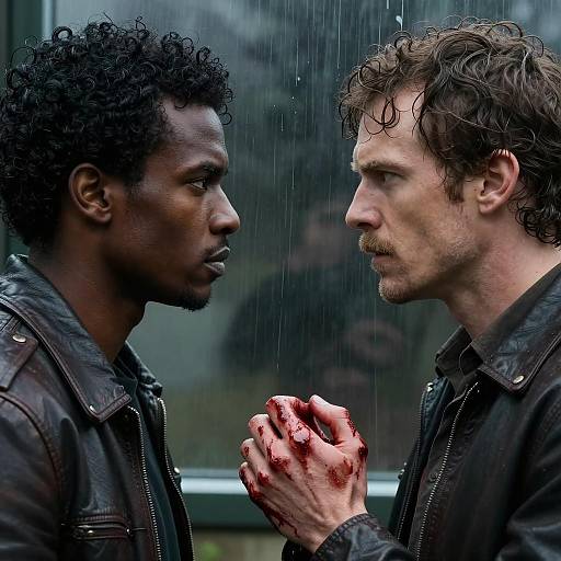 Intense Standoff Between Two Men in Rain