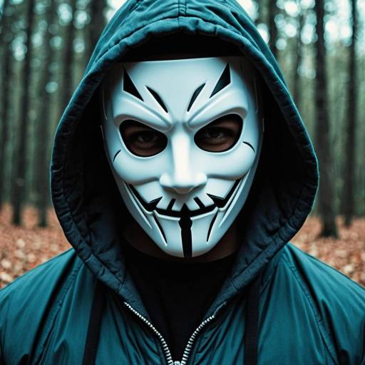 Man Wearing Anonymous Mask in Hooded Jacket
