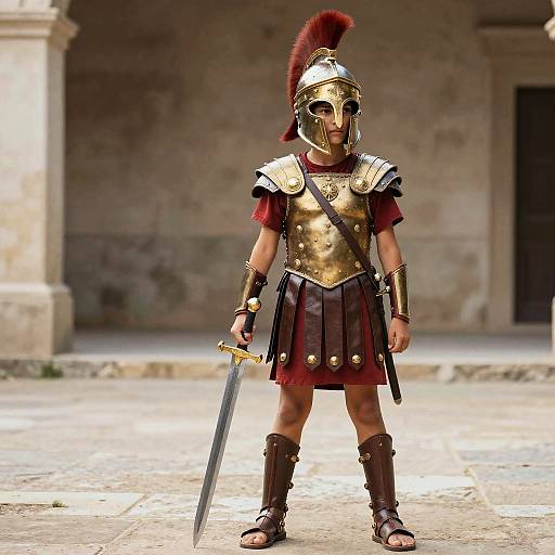 Boy in Spartan Warrior Costume