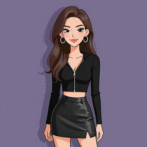 Smiling Woman in Edgy Fashion