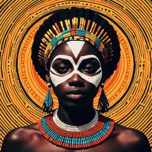 African Woman in Tribal Attire with Face Paint African Woman in Tribal Attire with Face Paint
