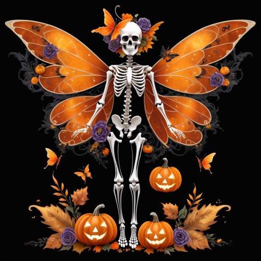 Ethereal Winged Specter with Autumn Motifs Ethereal Winged Specter with Autumn Motifs