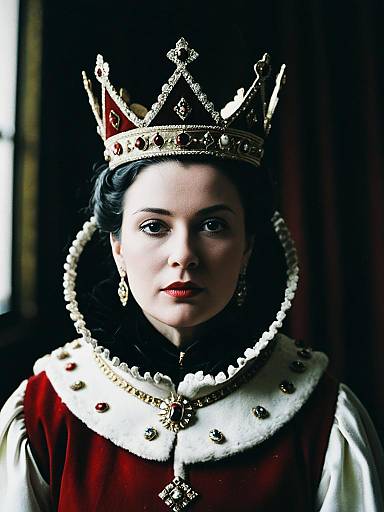 Woman in Regal Queen Costume with Crown