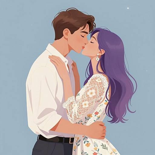 Romantic Embrace with Glowing Background