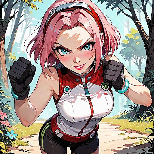 Angry Sakura in Forest Anime Screencap