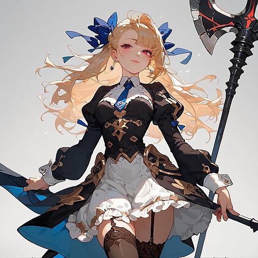 Anime Girl Holding Halberd