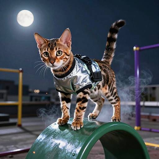 Agile Bengal Kitten Parkour Expert
