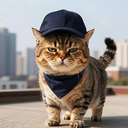 Spoiled Cat Caricature with Urban Dog