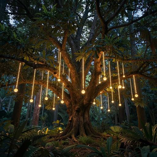 Colossal Glowing Orb Tree at Twilight