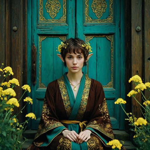 Fantasy Elf Woman in Ornate Robe