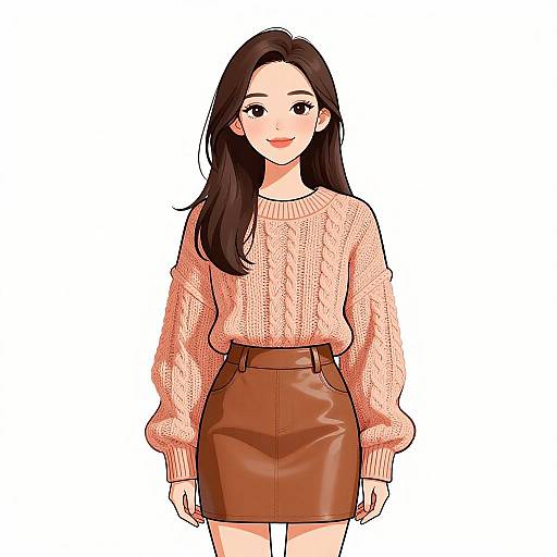 Chic Woman in Sweater and Mini Skirt