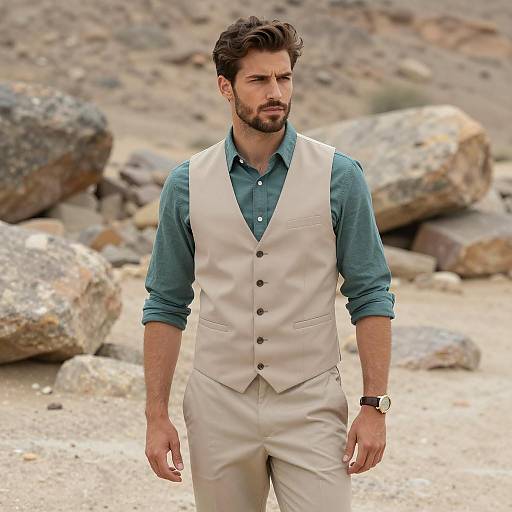 Stylish Man in Desert Outfit Portrait