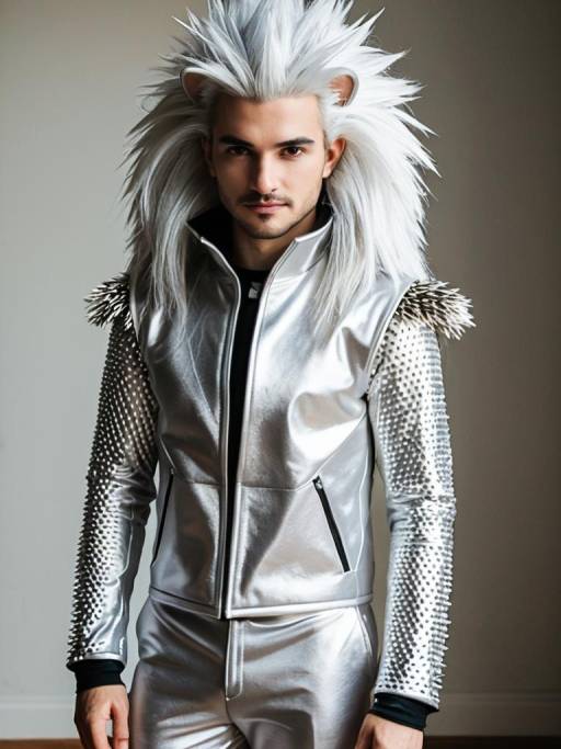 Man in Silver the Hedgehog Cosplay Costume