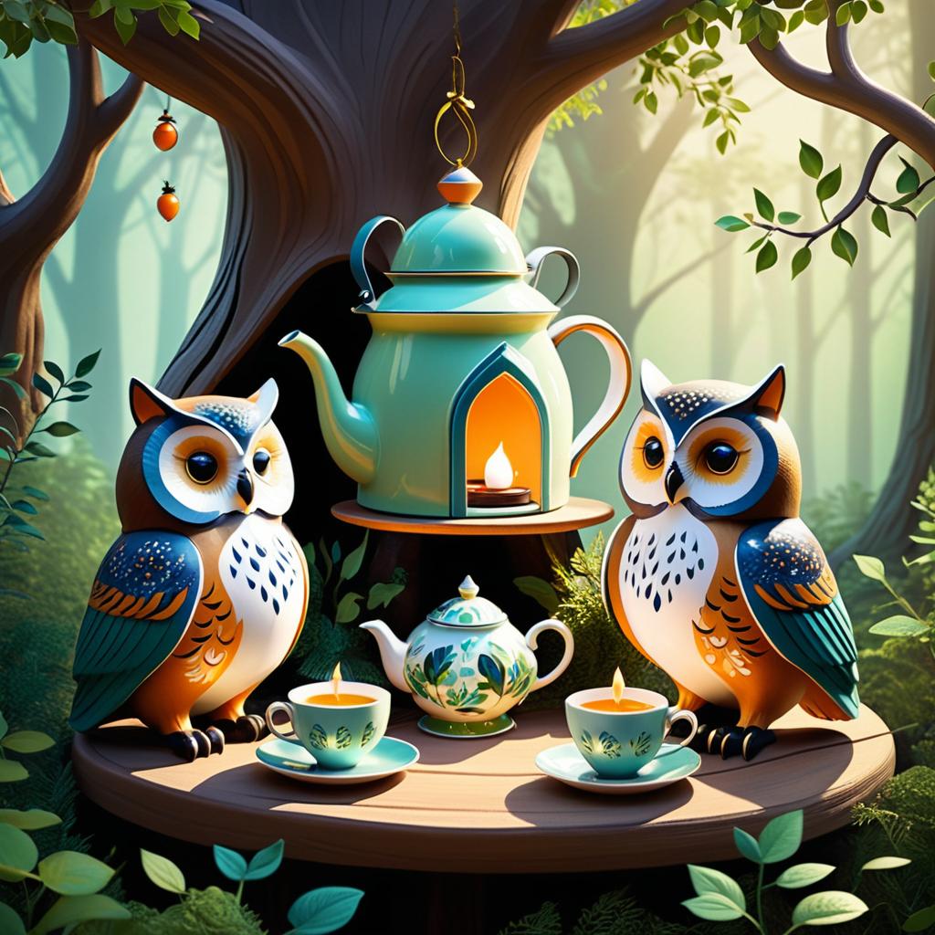 Enchanting Owl Tea Time in Storybook Forest