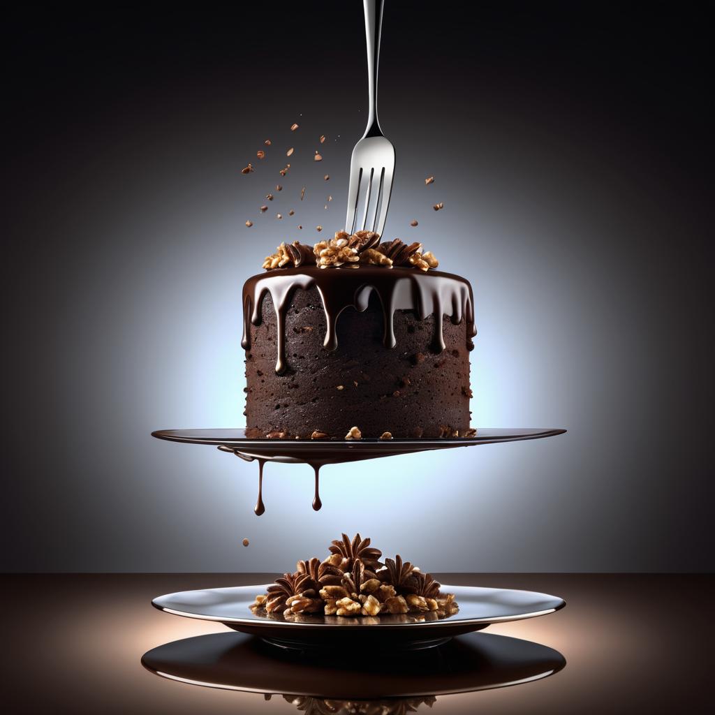 Flying Chocolate Cake with Walnuts