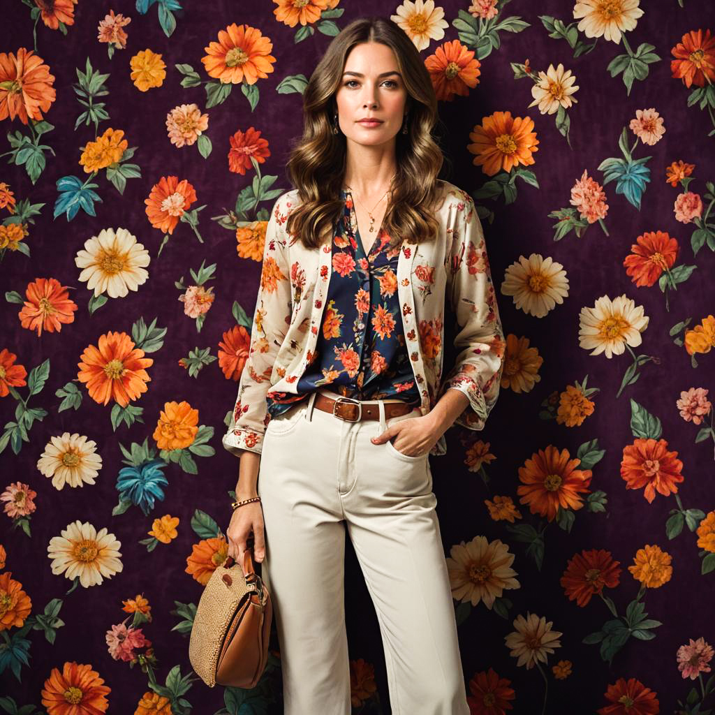 Stylish Woman at Museum with Velvet Background