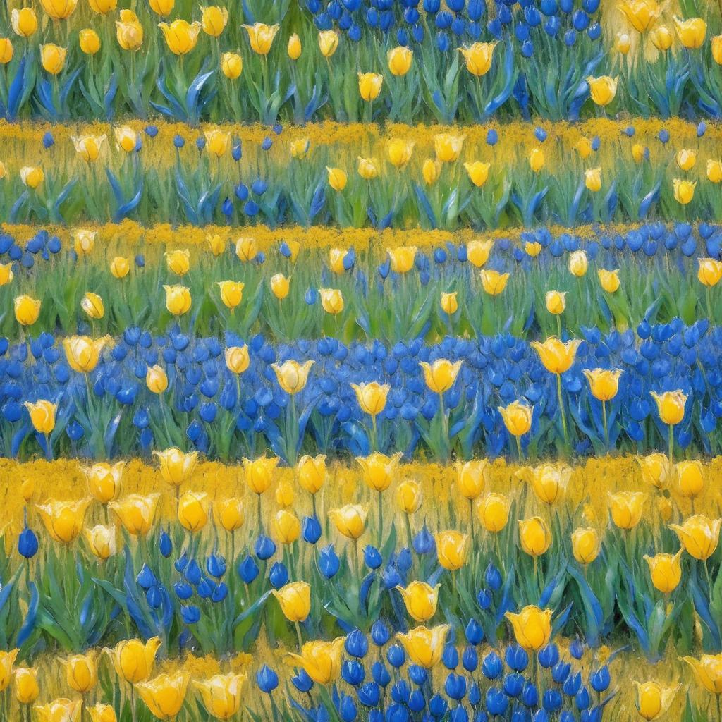 Whimsical Tulip Fields in Chagall Style