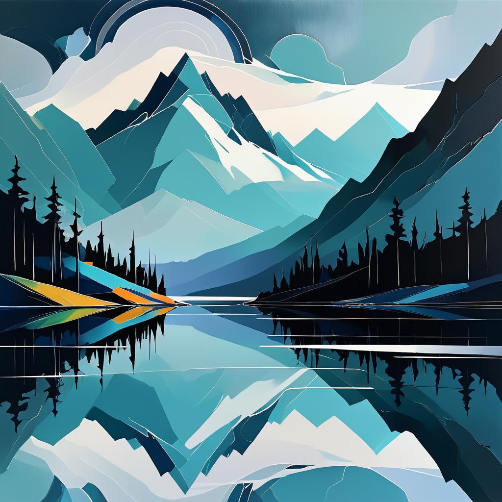 Serene Abstract Mountain Landscape Art