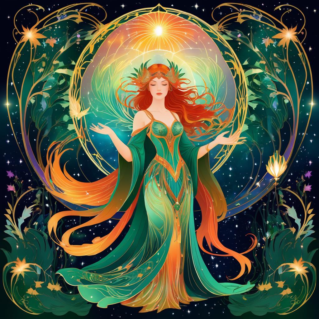 Mystical Female Oracle in Art Nouveau