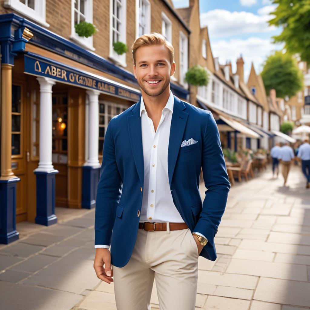 Charming Young Man Outside Classic Pub