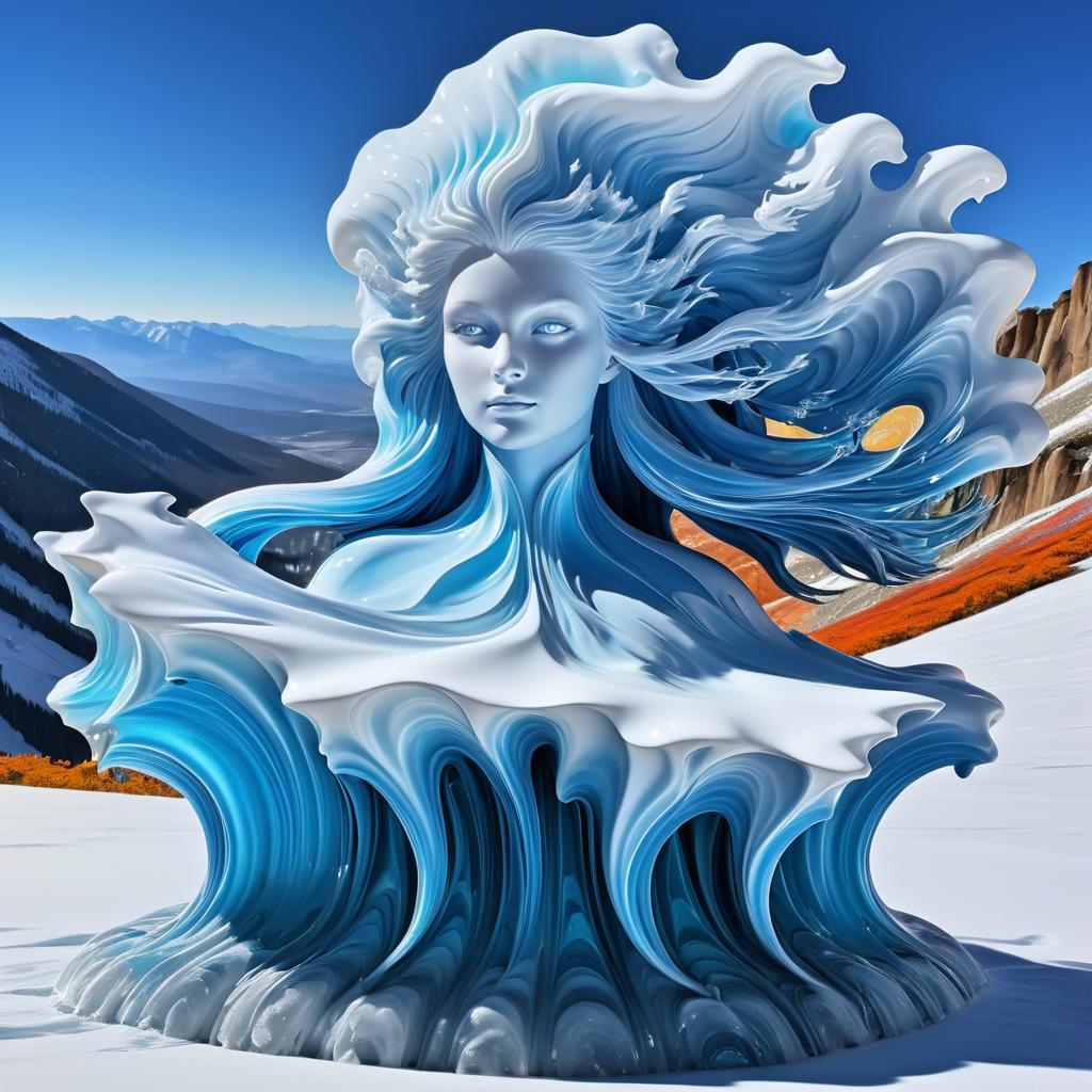 Vibrant Snowy Mountain Guardian Art