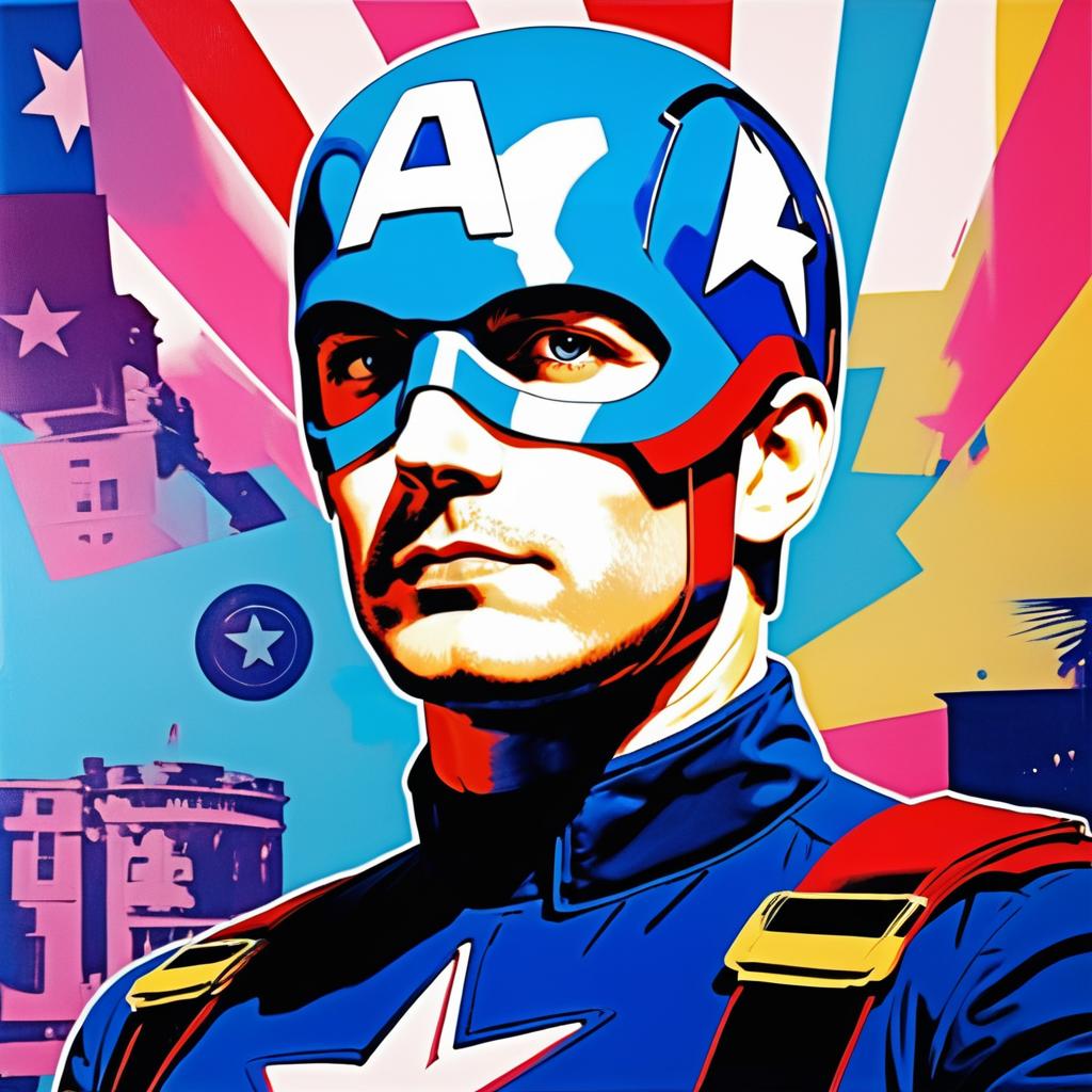 Surreal Captain America in Warhol Style