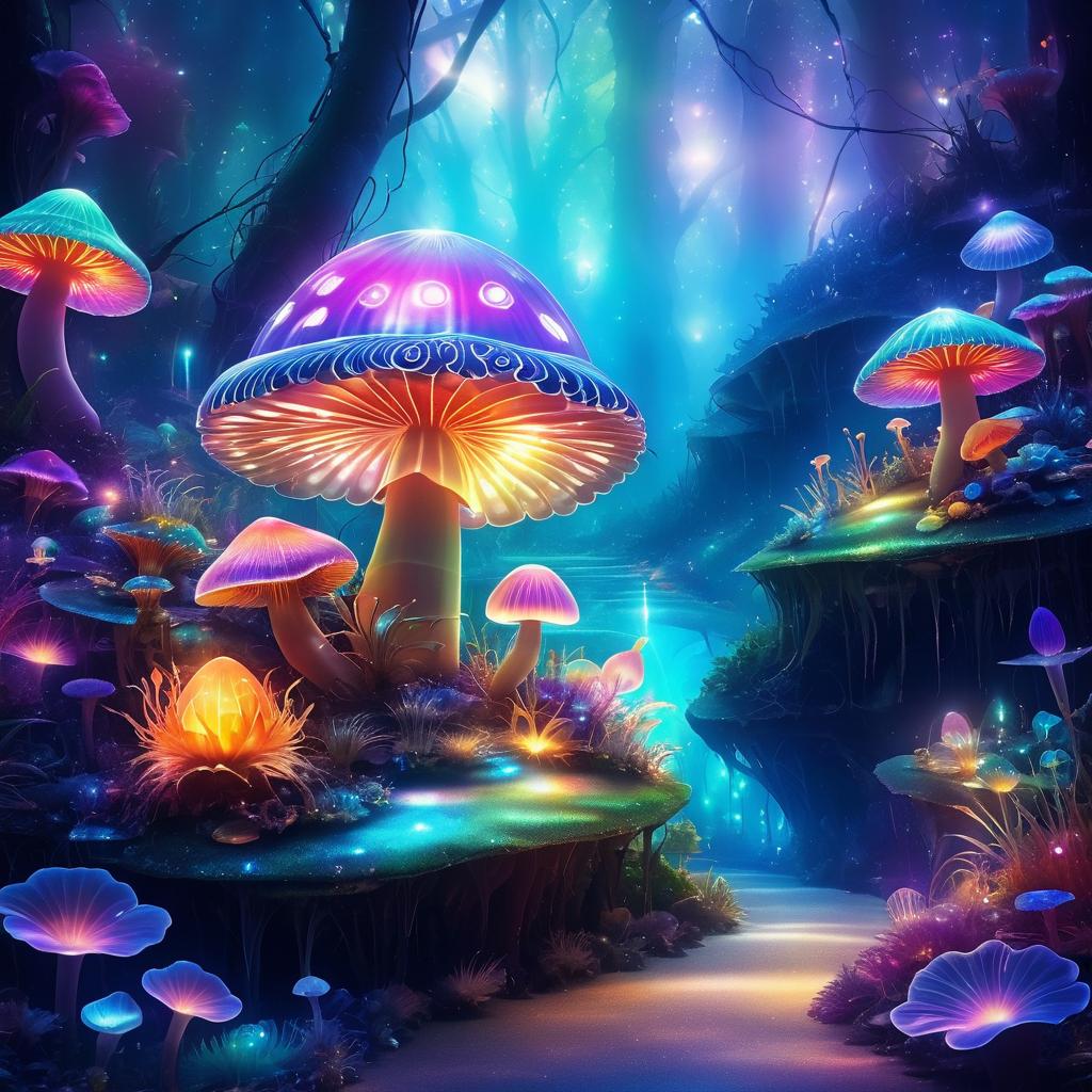 Enchanted Garden of Iridescent Creatures