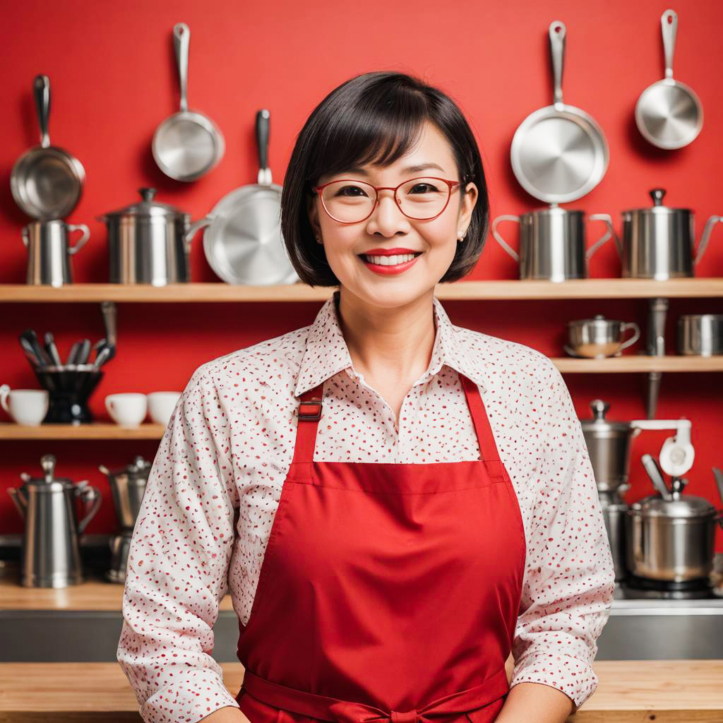 Amused Barista in Playful Studio Shoot