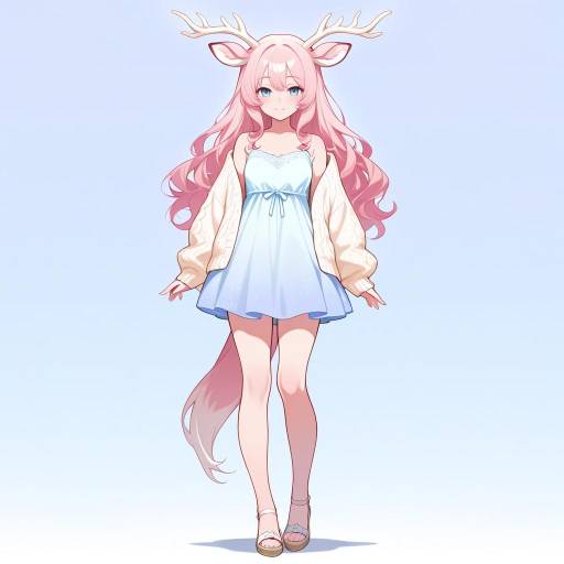 Mystical Deer Girl with Dreamy Background Mystical Deer Girl with Dreamy Background
