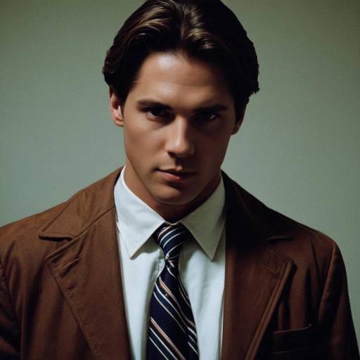 Man in Brown Jacket Wearing American Psycho Style Costume
