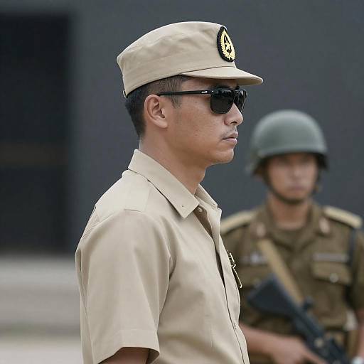 Profile of Soldier in Beige Uniform