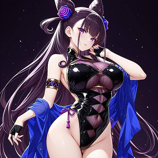 Illustration of Murasaki shikibu (swimsuit rider) (fate), fate/grand order in the style of Hamaken. (novelize)