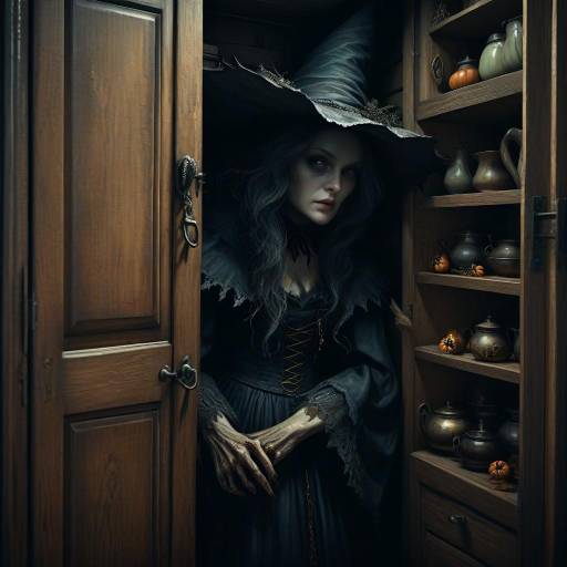 Creepy Witch Concealed in a Cupboard