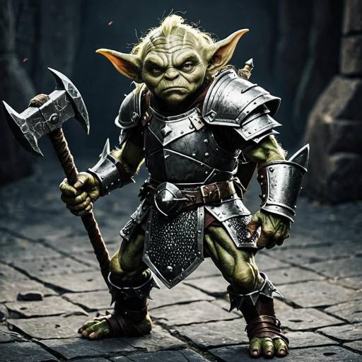 Goblin Warrior in Metal Armor with Hammer
