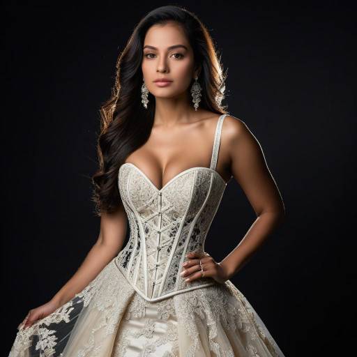 Elegant Punjabi-Canadian Woman in Lace Gown