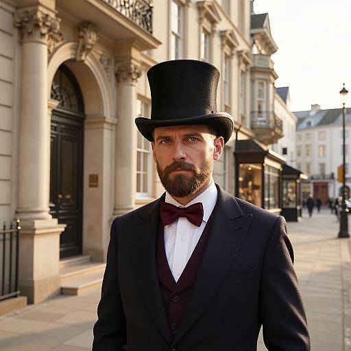 Distinguished Gentleman by Neoclassical Building